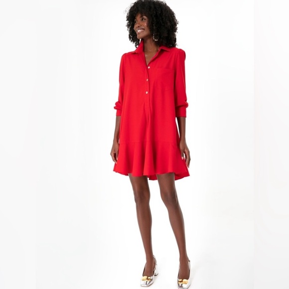 Tuckernuck Tops - Tuckernuck Red Crepe Callahan Shirt Dress Size M NWT